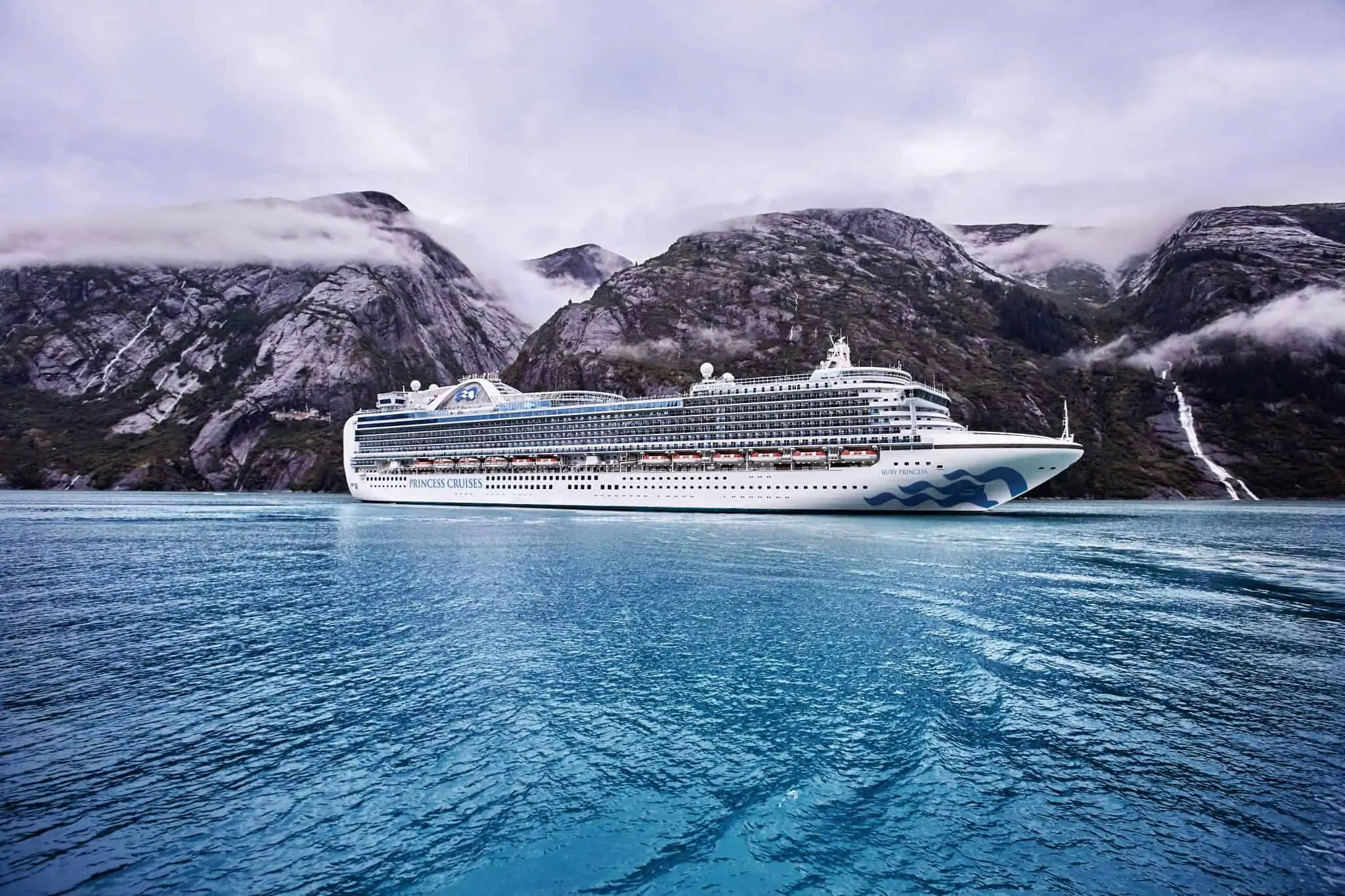 Side view of Ruby Princess in Alaska