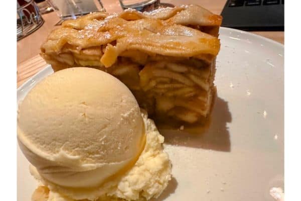 The Local's apple pie and a scoop of ice cream 