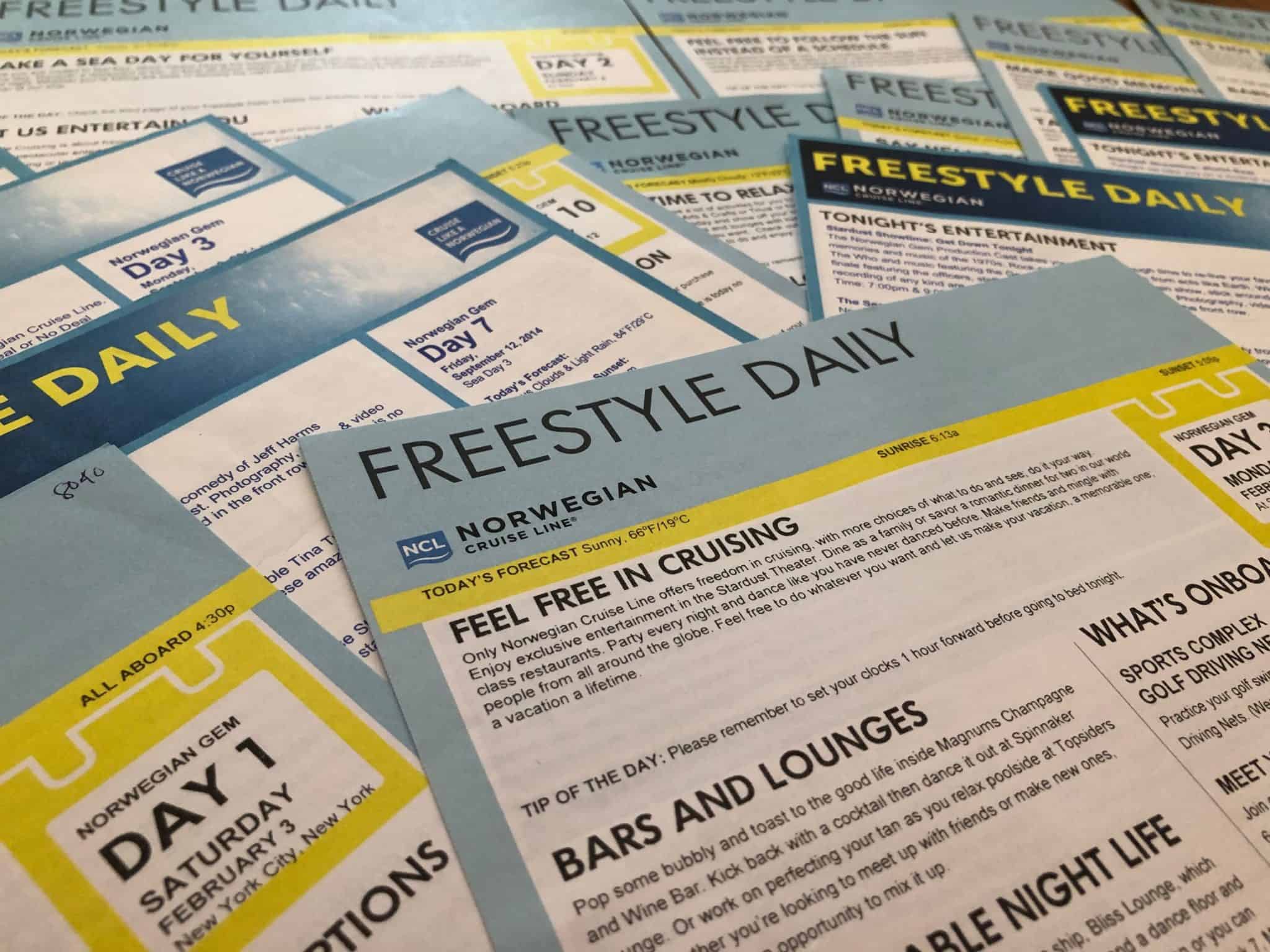 norwegian cruise freestyle daily newsletter