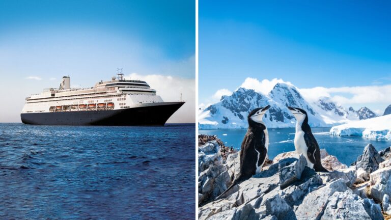 Enjoy breathtaking views of a cruise ship and penguins in Antarctica on this World Cruise. Add a checkmark to your bucket list with these stunning images.