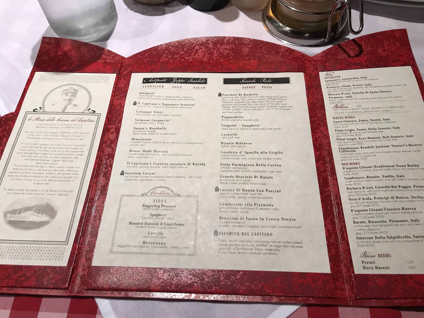 Cucina del Capitano menu