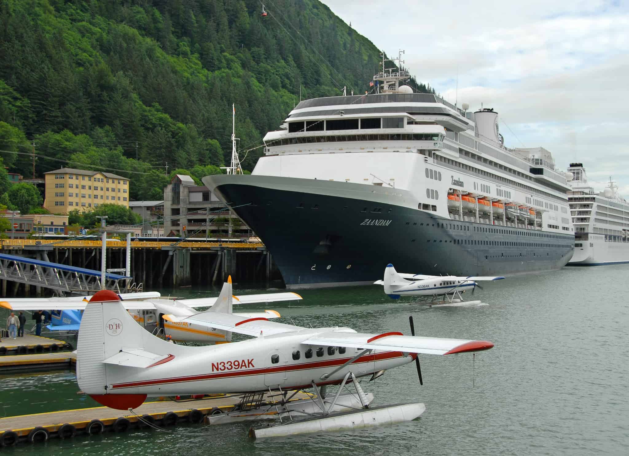 Exterior view of Zaandam docked in Juneau, Alaska