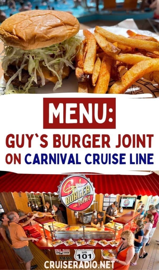 menu: guy's burger joint carnival cruise line