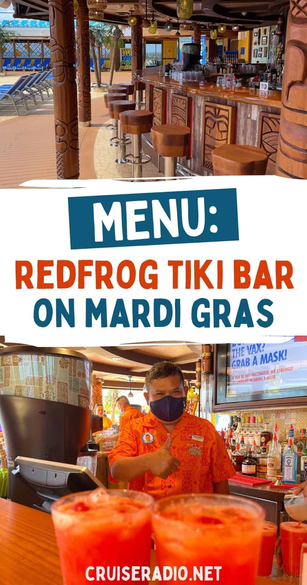 RedFrog tiki bar menu mardi gras