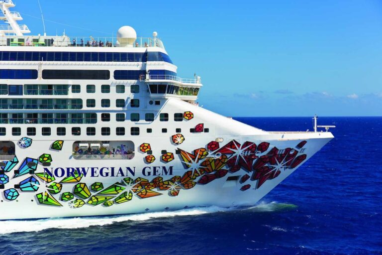 Norwegian Gem cruise ship in the ocean, providing exceptional service for Jacksonville residents.