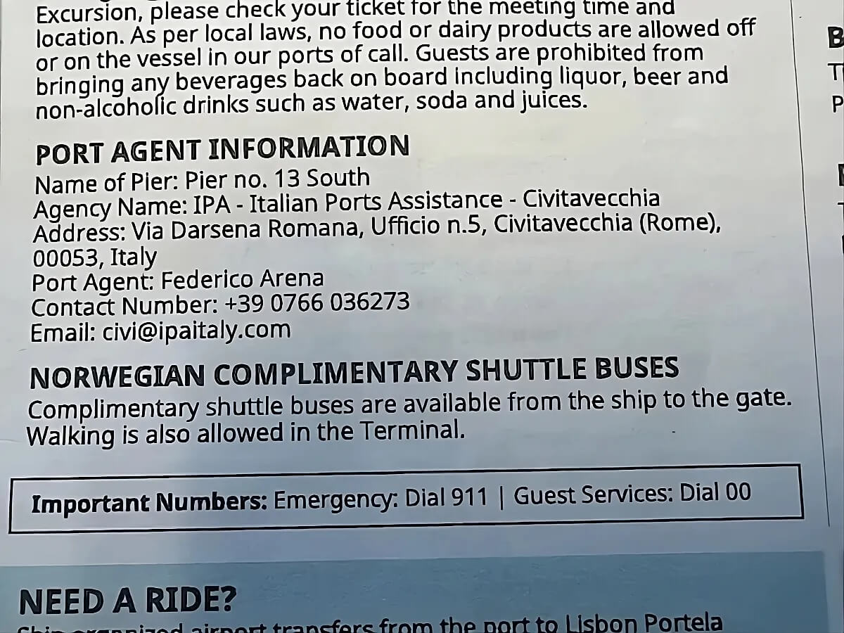 Port Agent Information on NCL