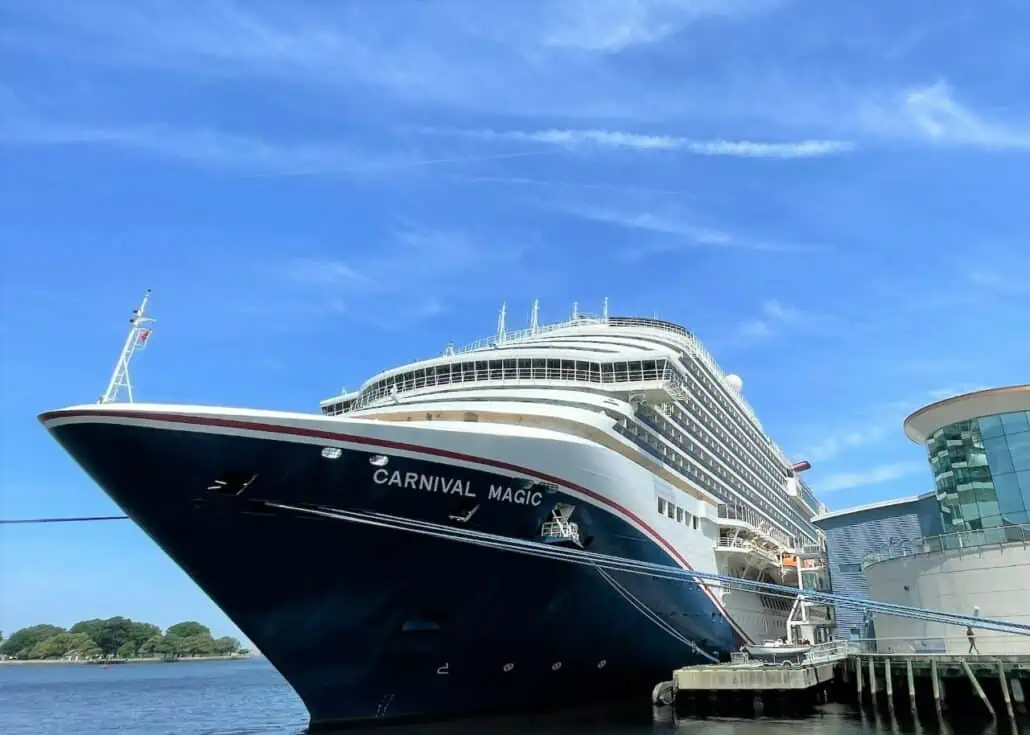 Front view of Carnival Magic in Norfolk, Virginia