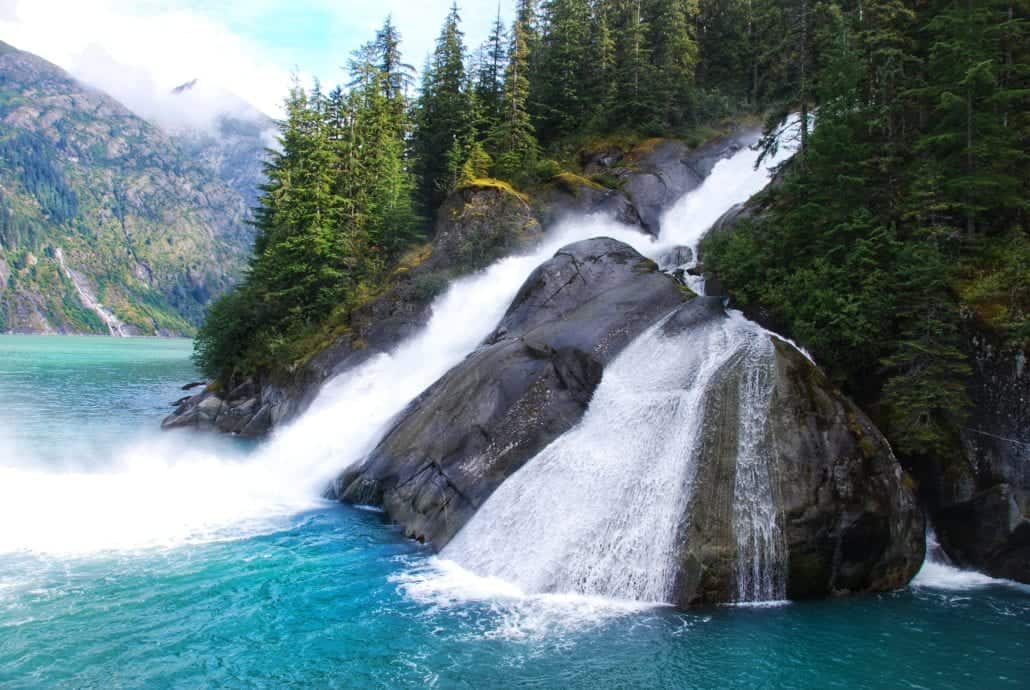 waterfall in tracy arm fjord alaska