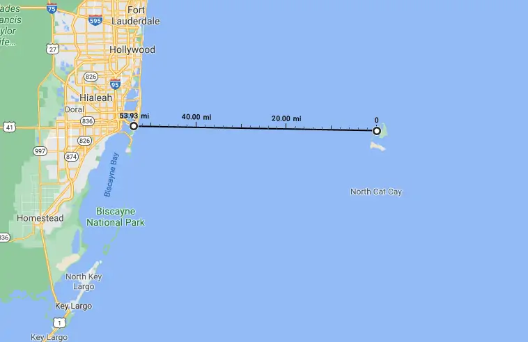 Bimini Distance from Miami