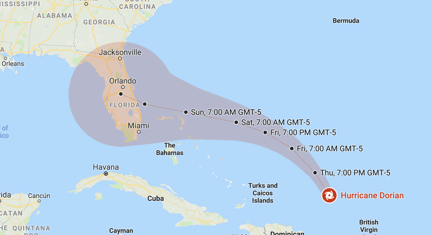 Hurricane Dorian track