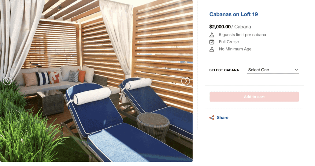 Loft 19 cabanas rental info